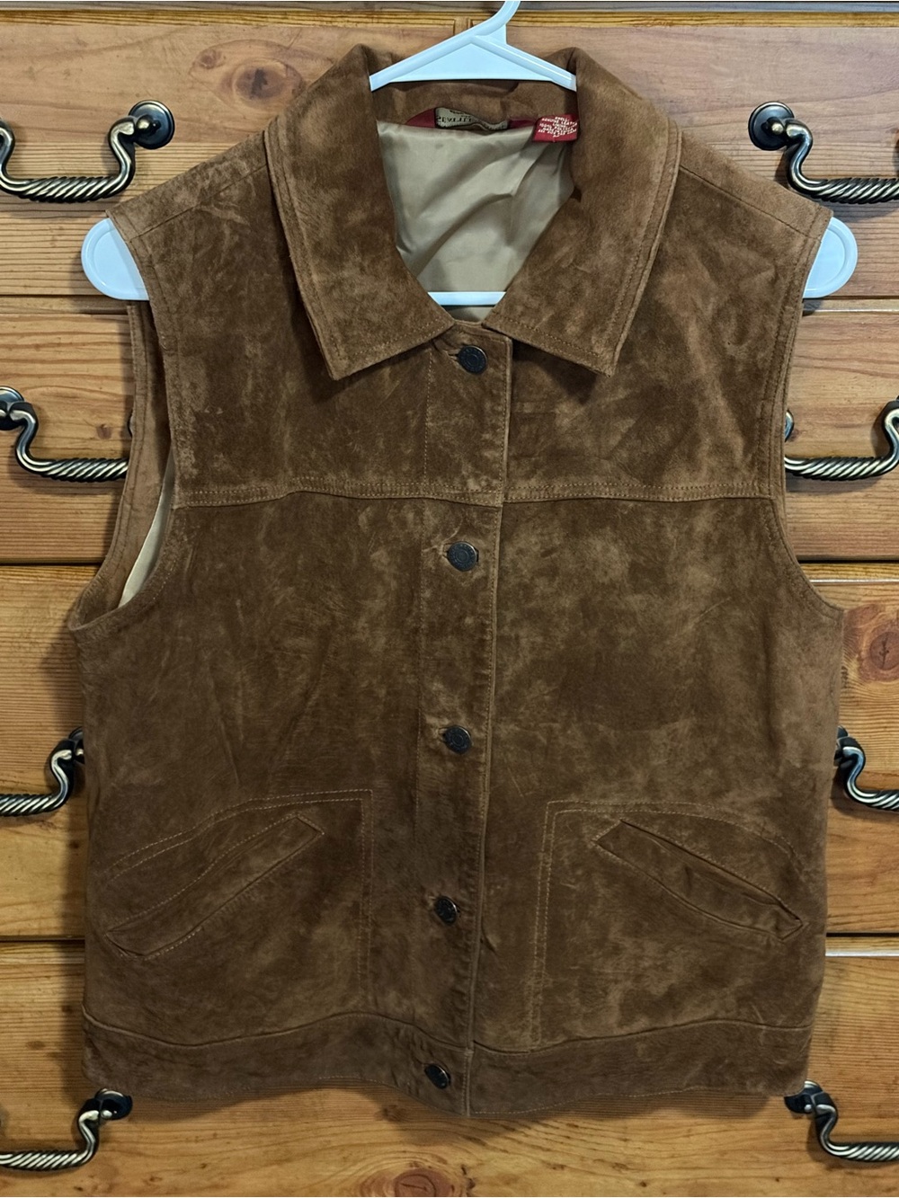 Eddie Bauer Brown Seattle Suede Vest - Collared Snap Front